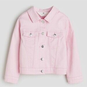 H&M Girls Light Pink Denim Cotton Easter Spring Summer Jacket Size 10 NEW